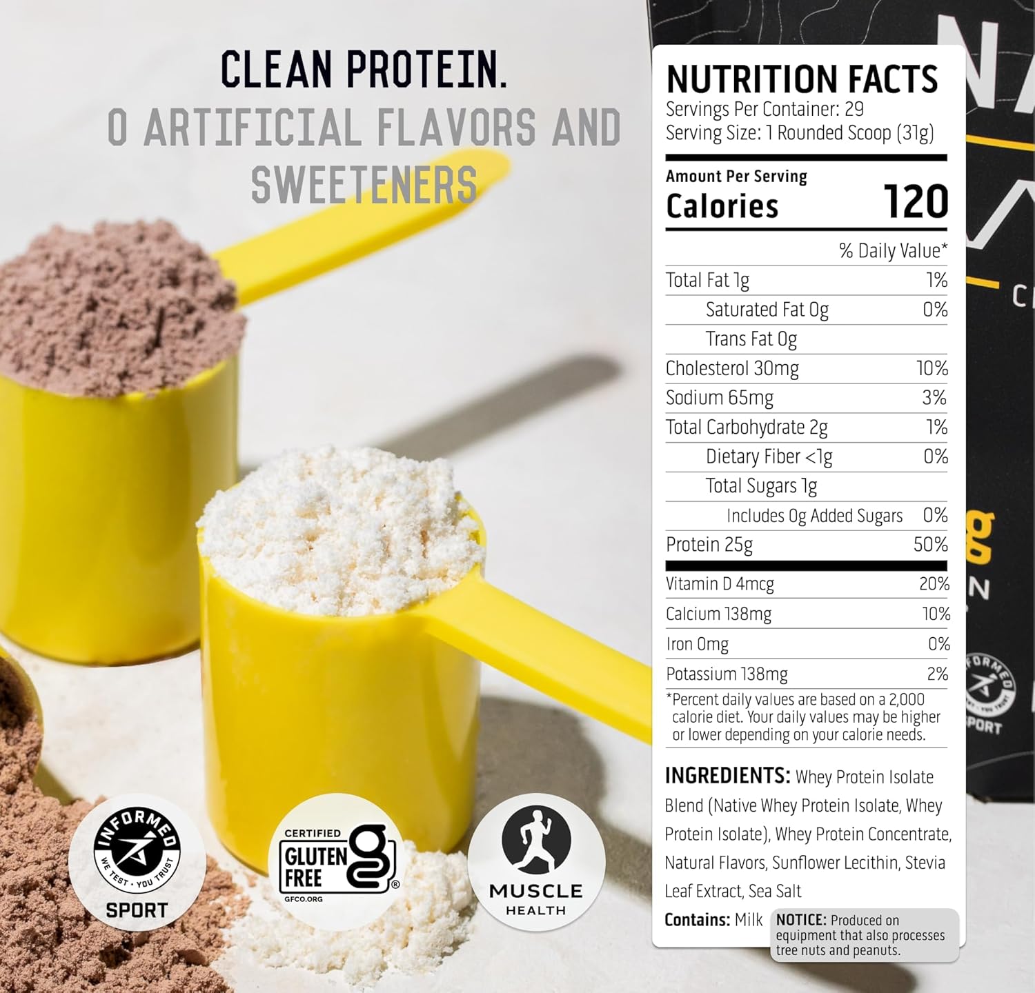Ascent 100% Whey Protein Powder - Post Workout Whey Protein Isolate, Zero Artificial Flavors & Sweeteners, Gluten Free, 5.5g BCAA, 2.6g Leucine, Military Exclusive, Mocha Cold Brew 1.7 lb