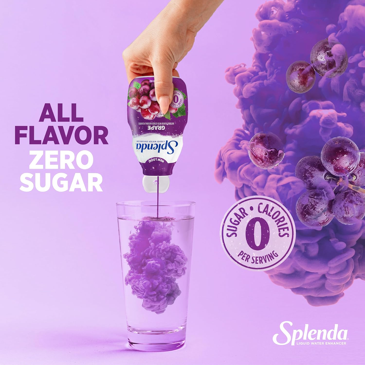 SPLENDA Liquid Water Enhancer Drops, Sugar Free, Zero Calorie, Natural Flavor, Concentrated Drink Mix, 3.11 Fl Oz Each Bottle (Grape, 1 Pack)