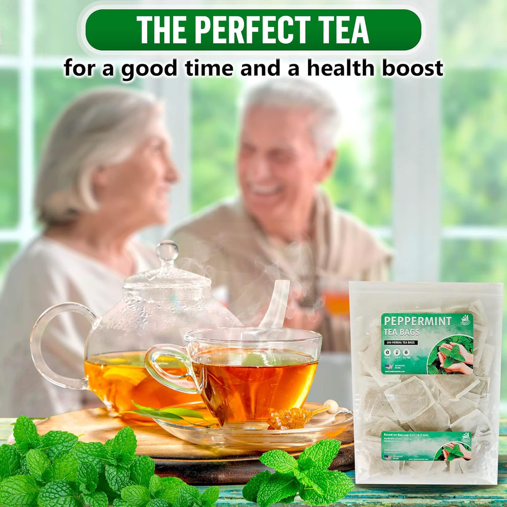TeaDreamTea Peppermint Tea Bags - Alleviates Digestive Discomfort | Herbal, Aromatic & Caffeine Free | Healthy Mint Tea (200 Bags)