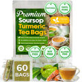 FreshDrinkUS, Premium 60 Soursop Turmeric Tea Bags, 100% Natural, Blend of Soursop Leaves, and Turmeric Root. Made with Natural Material Tea Bags. No Sugar, Vegan.