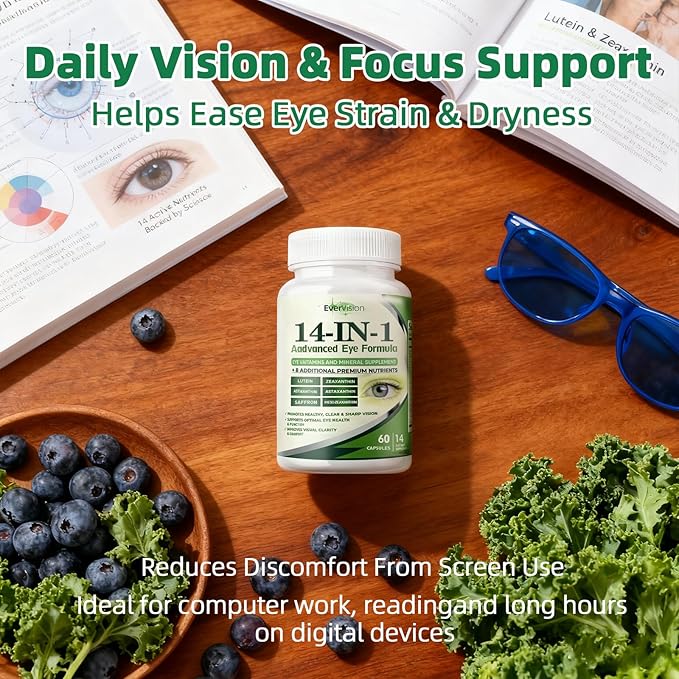 Evervision 14 in 1 Advanced Eye Formula, Eye Vitamin and Mineral Supplement, 60 Capsules -2PCS