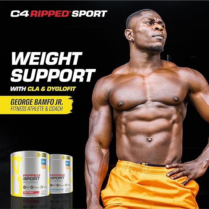 Cellucor C4 Ripped Sport Pre Workout Powder Arctic Snow Cone - NSF Certified for Sport + Sugar Free Preworkout Energy Supplement for Men & Women - 135mg Caffeine + Weight Loss - 30 Servings