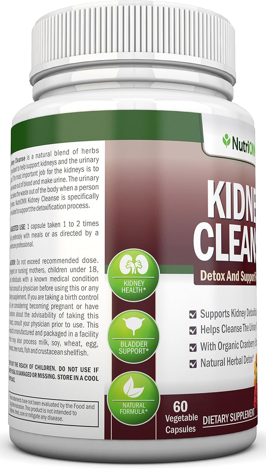 KIDNEY CLEANSE - Detox and Support For Urinary Tract, Bladder and Kidneys - All Natural Herbal Supplement Formula With Organic Cranberry, Astragalus, Turmeric, Goldenrod, Gravel Root, Juniper and More