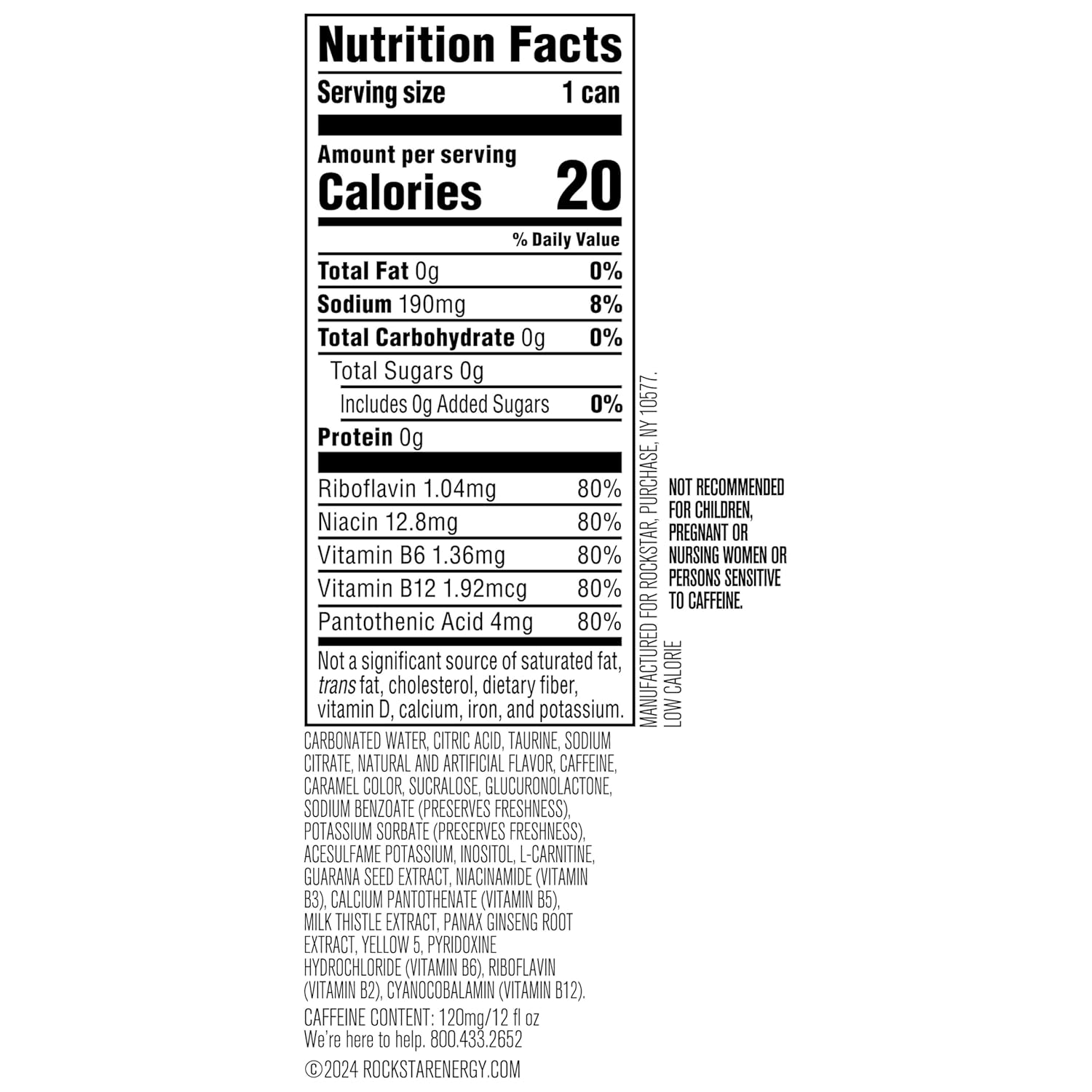 Rockstar Energy Drink, Sugar Free, 12oz Sleek Cans (8 Pack)