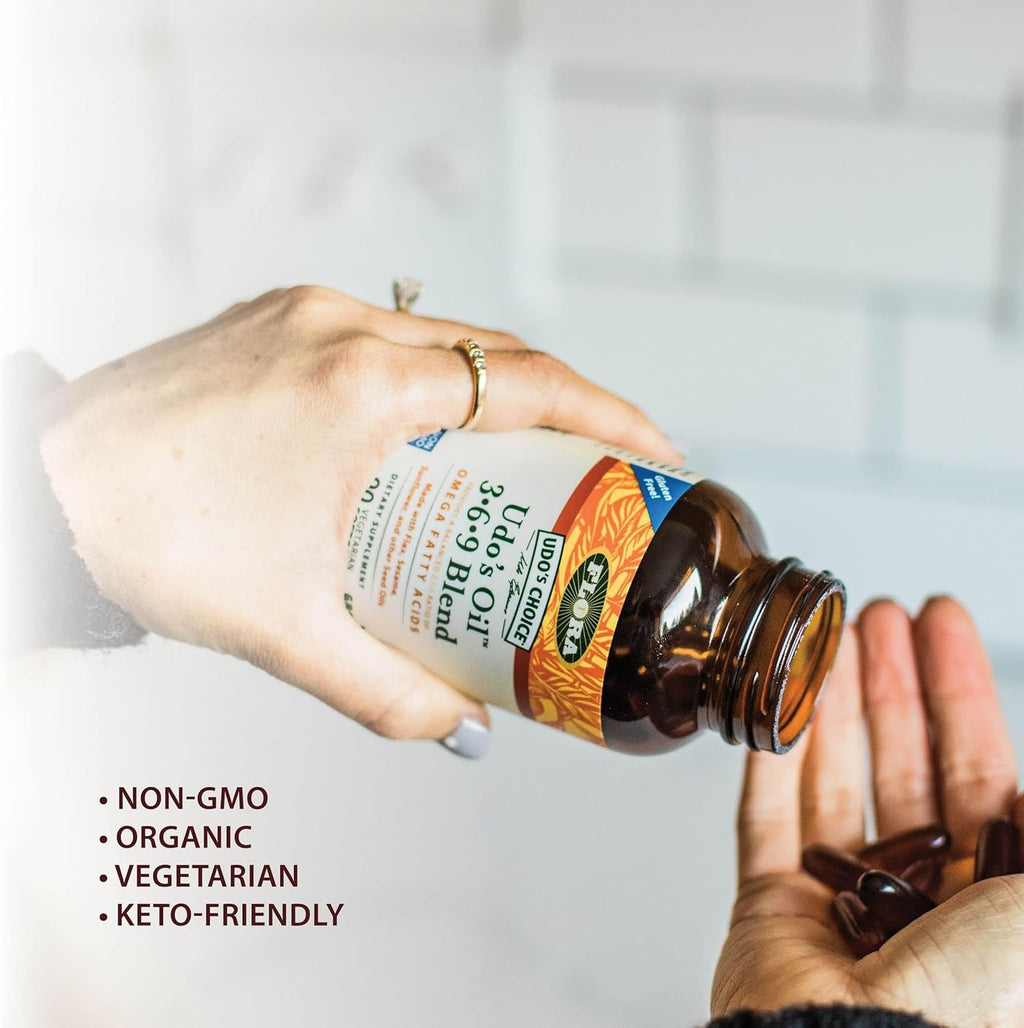 Flora Udo's Oil 3-6-9 Blend - Contains Organic Coconut, Flax Seed Oil & More - 90 Vegetarian Softgels