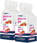 TRUEplus Glucose Gel Pouch, Strawberry Flavor, 15g Fast-Acting Carbohydrates, Fat Free, Gluten Free, Quick Support for Low Blood Sugar and Energy, 12 Pack