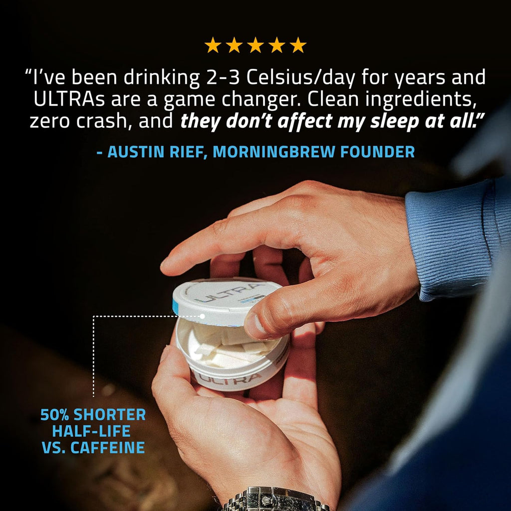 Ultra Focus Pouches with Vitamin B12, L Theanine, Vitamin B6, Ginseng & Alpha GPC, Natural Adaptogens and Nootropics for Energy and Clarity, Plant Based and Caffeine Free, Wintergreen, 3 Pack