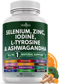 Selenium, Zinc, Iodine, L Tyrosine, Ashwagandha - Thyroid Support Supplement for Women and Men with Bladderwrack, Turmeric, Silica Kelp, Schisandra - 60 Count