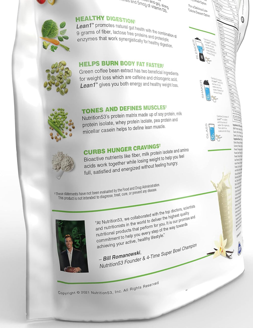 Lean1 Vanilla, Meal Replacement Protein Shake, 44 Servings in a 5lb Bag