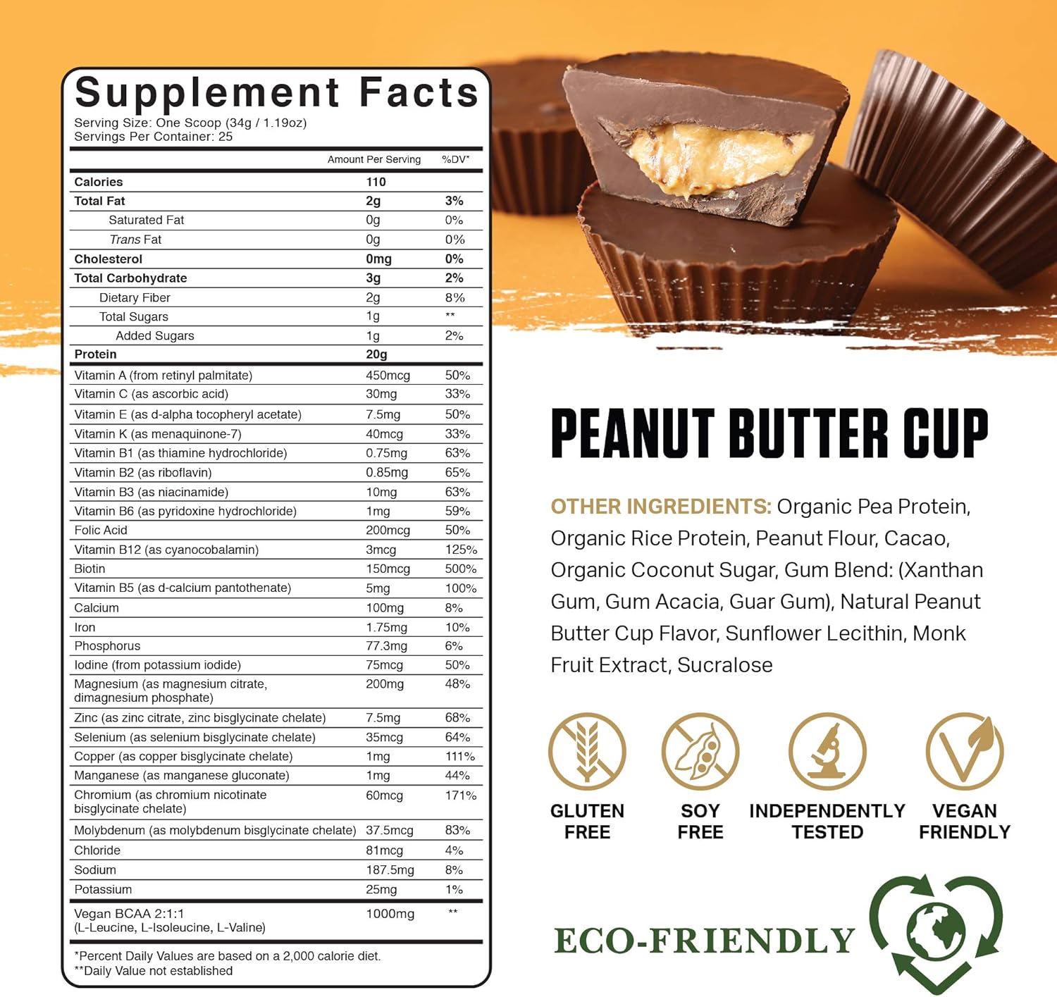 Ambrosia Planta - Premium Organic Plant-Based Protein | Vegan & Keto Friendly | Gourmet Flavors with No Bloating or Stomach Upset | Gluten & Soy Free | No Added Sugar | 25 Servings | Peanut Butter Cup