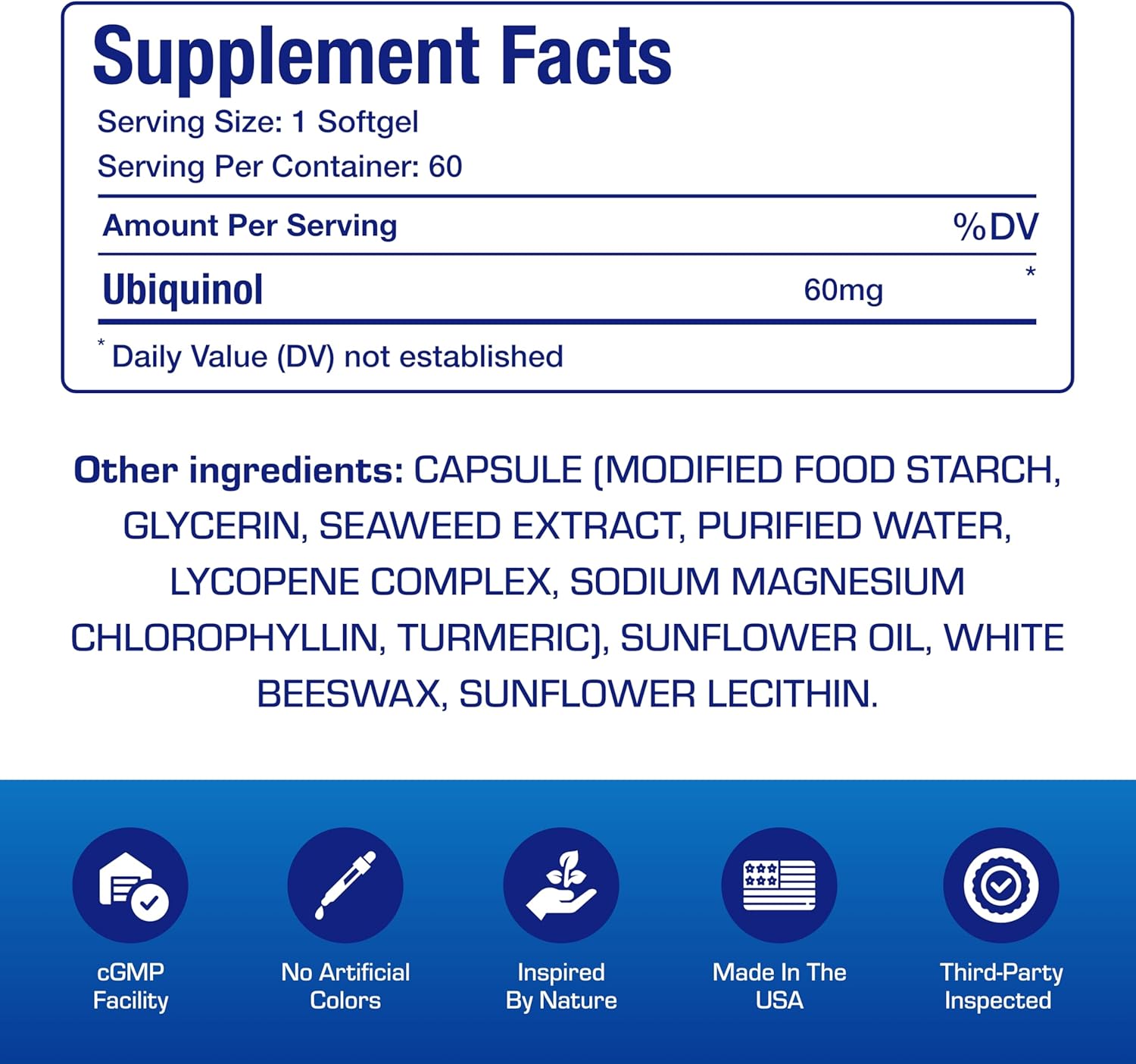 Ultra Absorption Ubiquinol CoQ10 Supplement - Coenzyme Q10 Supplement for Heart Immune Energy Cellular & Brain Support - Vegetarian Non-GMO & Made in The USA in cGMP Facilities - 60 Servings