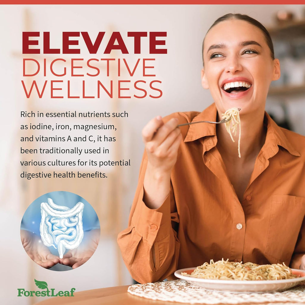 ForestLeaf Organic Irish Sea Moss Capsules | 2100mg Raw Seamoss Pills Advanced Supplement Superfood + Burdock, Bladderwrack for Digestive, Respiratory, Immune Health | 90 Vegan Organic Sea Moss Caps