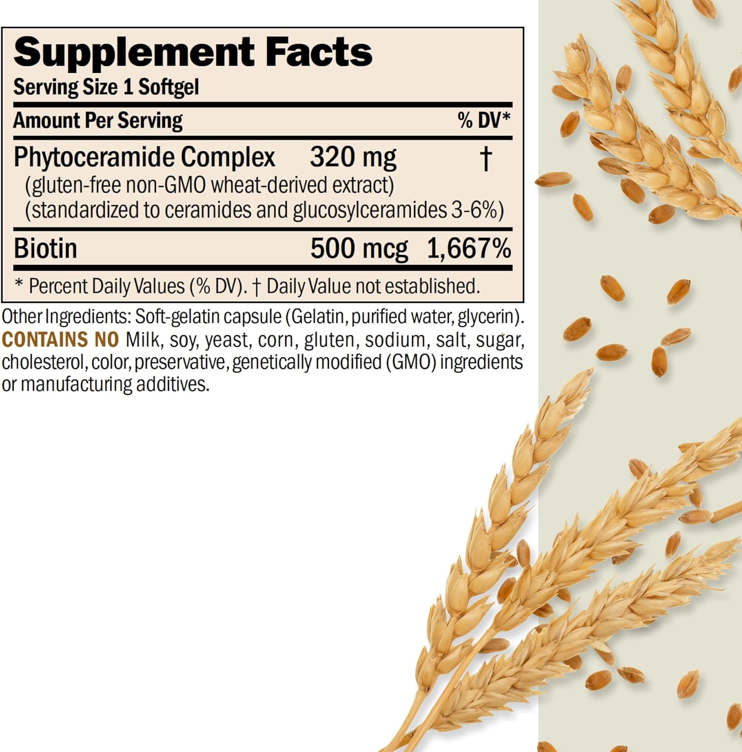 ANDREW LESSMAN Phytoceramides with Biotin 120 Softgels - Skin’s Vital Natural Internal Moisturizer. Naturally Enhances Soft, Smooth, Radiant Skin. No Additives. Small Easy to Swallow Softgels