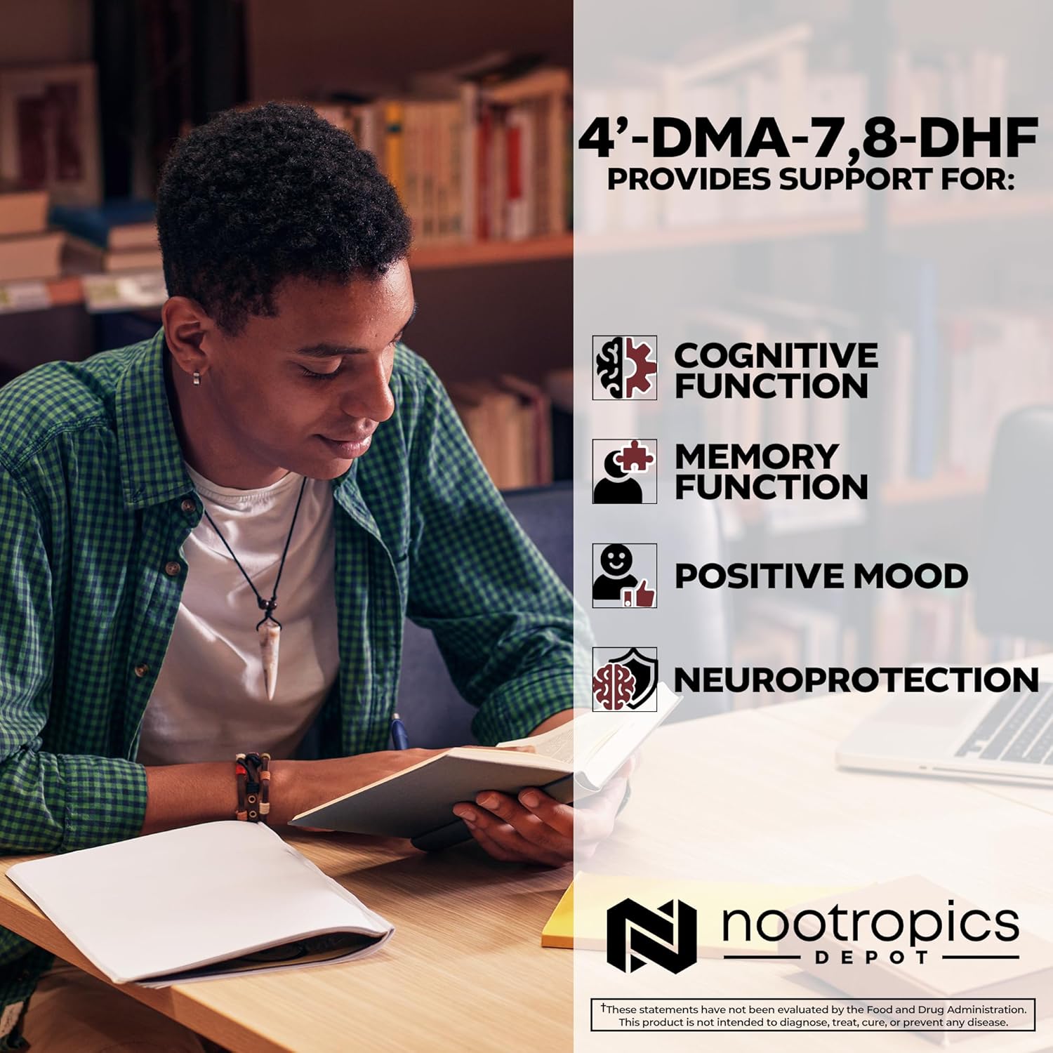 Nootropics Depot 4'-DMA-7,8-DHF Nutritional Supplement Capsules | 10mg | 30 Count | 4'-DMA-7,8-Dihydroxyflavone