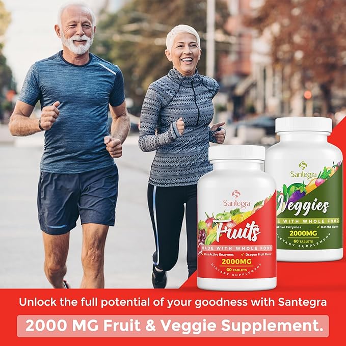 2000 MG Fruit and Veggies Supplement, 35+ Fruits and Vegetables for Daily Variety, 100% Whole Food Superfoods, Natural Vitamins for Women & Men, Sugar-Free, Gluten-Free, Vegan, 120 Tablets