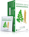 Nutra Tea - Moringa Leaf & Ashwagandha – Moringa Tea Bags, Ashwagandha Tea Bags - For Mood Support and Stress Relief - 120 Individually Wrapped Bags - Herbal Infusion (6 Pack)