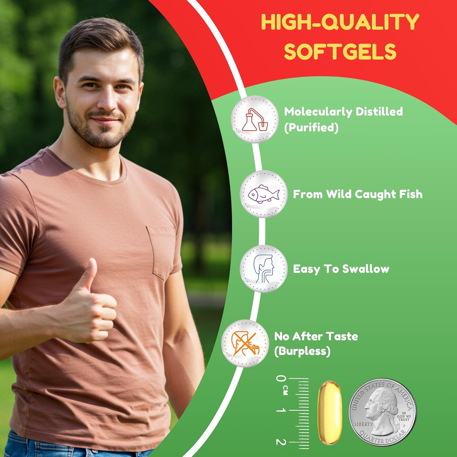 SHIFAA NUTRITION Halal Fish Oil 2000mg Softgels with 360mg EPA & 240mg DHA. 100 Wild Caught & Non-GMO Omega 3 Softgels for Heart & Brain Health. Burpless, Easy-to-Swallow Fish Oil Omega 3 Supplements