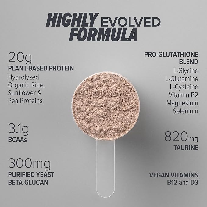 Essential Nutrition - Immuno Vegan - Plant-Based Protein Powder, 16g Protein Per Serving, Added Amino Acids & Multivitamin - Beta Glucan, Glutathione Production - Chocolate - 18.2oz