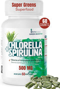 Organic Spirulina and Chlorella Capsules 500mg, 60 Count, 50/50 Blend, Vegan and Gluten-Free, High in Protein and Nutrients, Supports Energy and Immune Function, Made in Canada