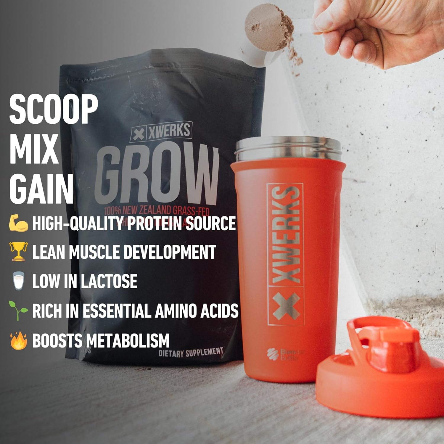 Xwerks Grow 100% New Zealand Grass Fed Whey Protein, 23g Pure Isolate Protein Powder Per Serving, All Natural Paleo and Keto Friendly, Soy Free Gluten Free Easy to Digest, Peanut Butter, 30 Servings