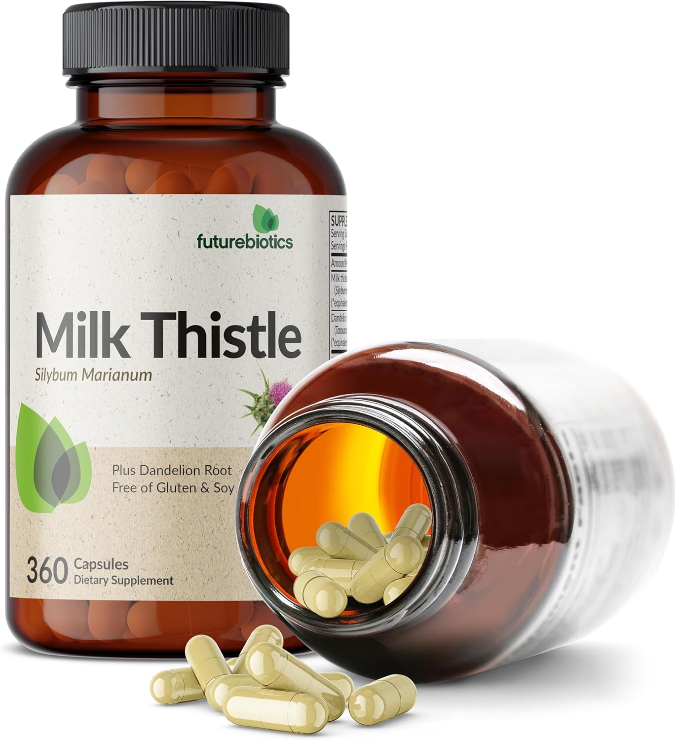 Futurebiotics Milk Thistle Silymarin Marianum & Dandelion Root Liver Health Support, Antioxidant Support, Detox, 360 Capsules