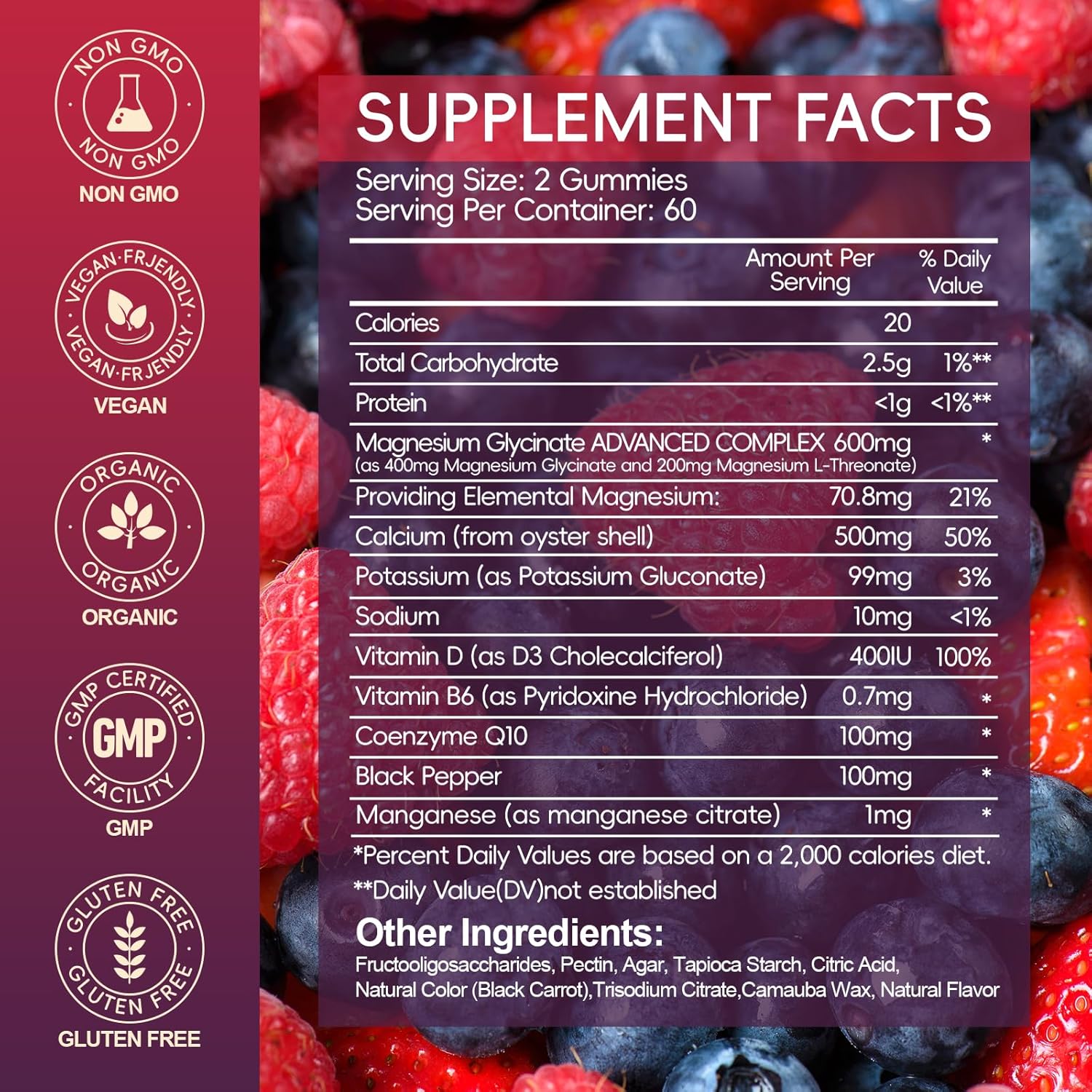 Magnesium Glycinate Gummies 600mg High Absorption