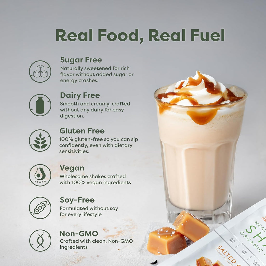 310 Nutrition Organic All-In-One Meal Replacement Shake Powder - Plant-Based Protein Smoothie Blend w/Fiber, Probiotics & Adaptogens - Low Carb, Vegan, Keto & Paleo - Caramel - 14 Servings