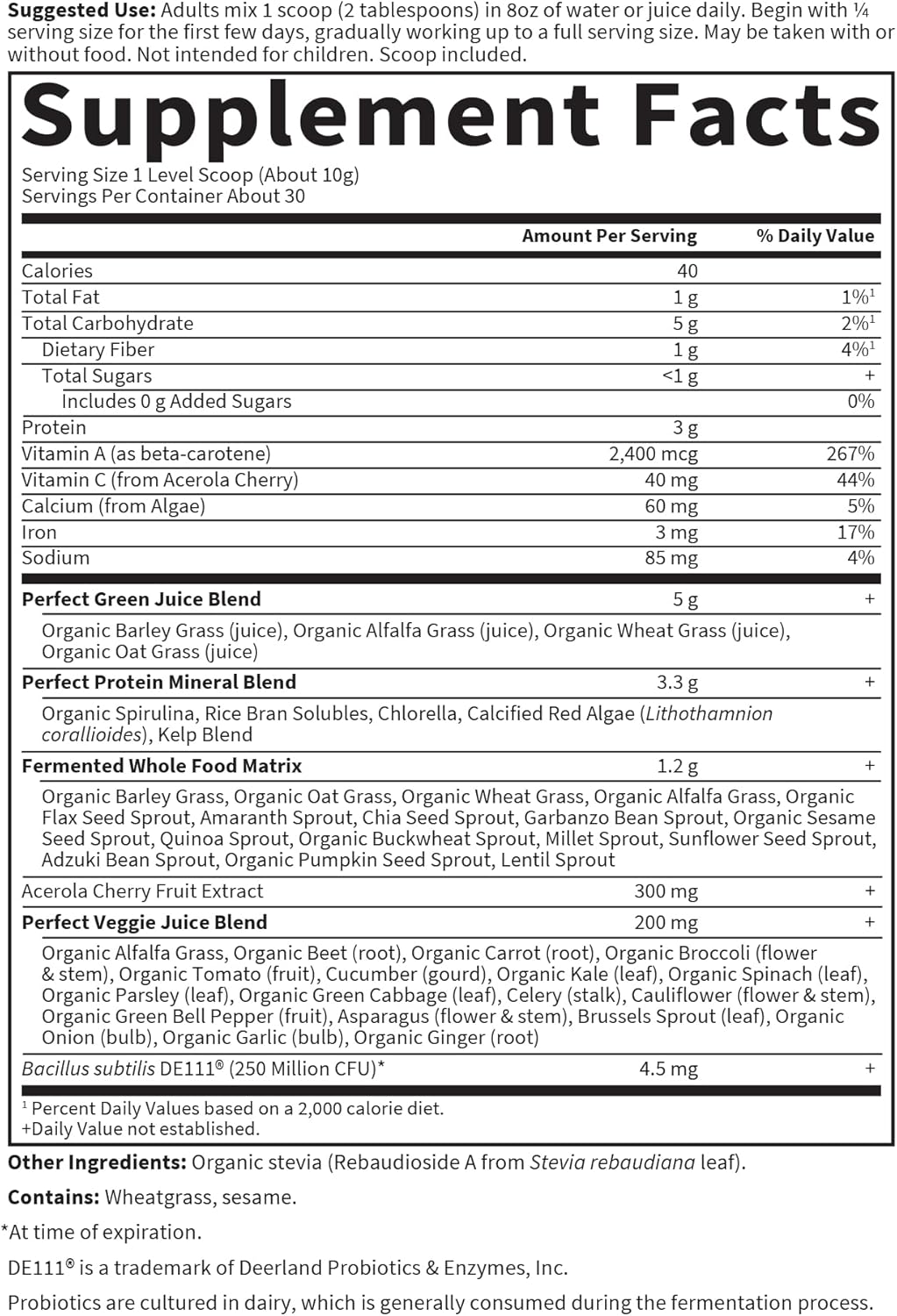 Garden of Life Perfect Food Super Green Formula - 30 Servings, 45 Superfoods, Greens, Fruit and Veggie Juice Superfood Powder Supplement, Probiotics, Organic Spirulina for Digestion and Immune Health
