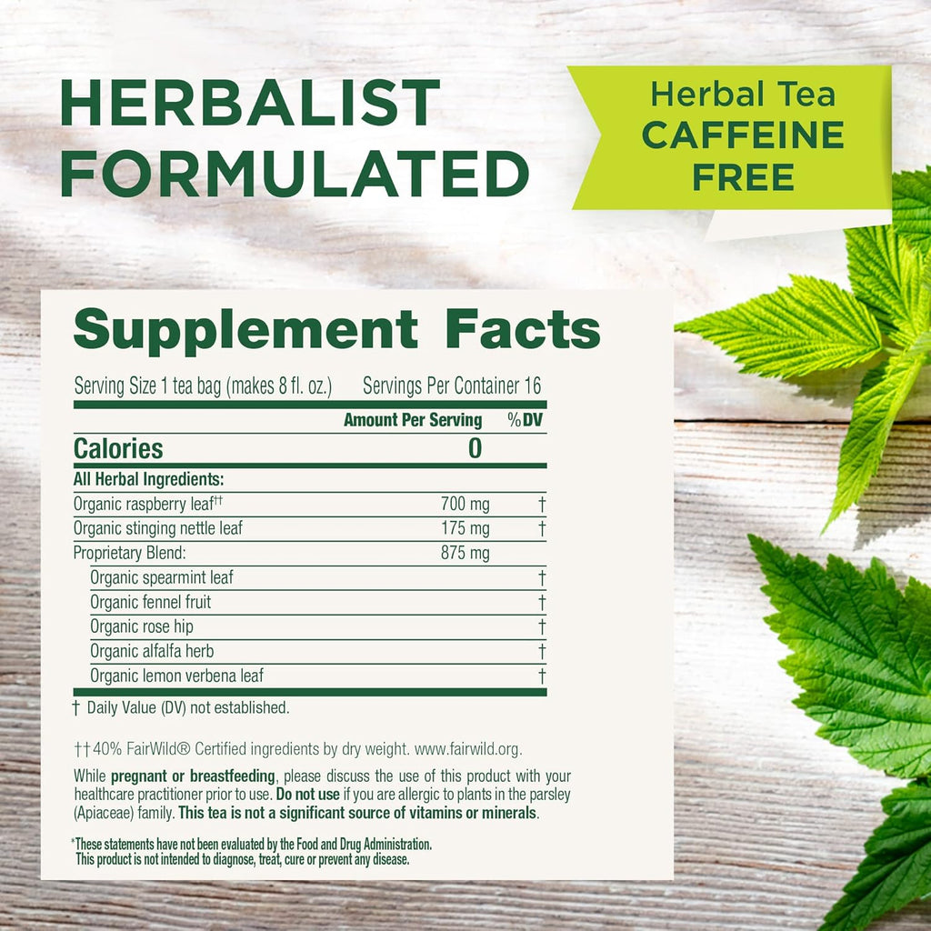 Traditional Medicinals Tea, Organic Pregnancy Tea, Supports a Healthy Pregnancy, Raspberry Leaf, Kosher, Non-GMO, Caffeine-Free, Compostable - 96 Tea Bags (6 Pack)