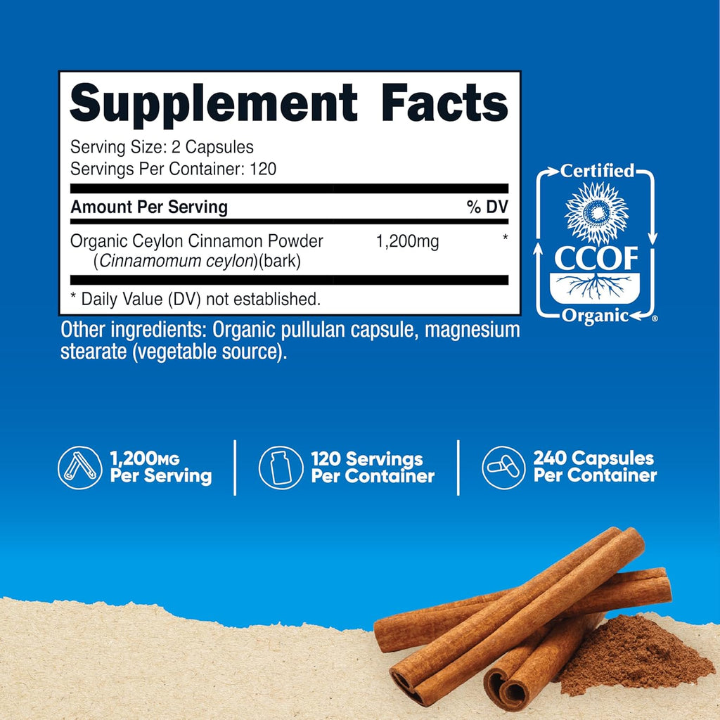 Nutricost Cinnamon Capsules (240 Capsules) 1200mg per Serving - Gluten-Free