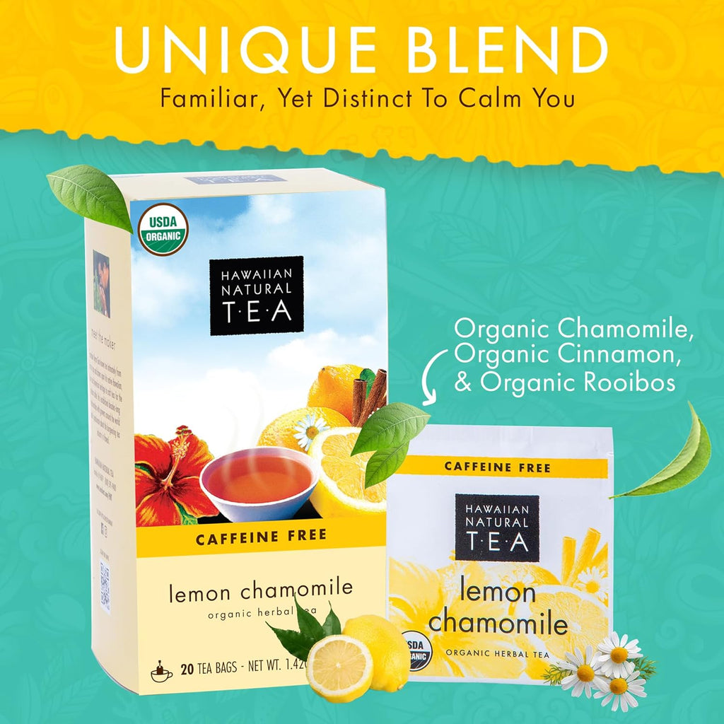Organic Lemon Chamomile Tea - Caffeine Free Herbal Tea - Supports a Good Night’s Sleep - Calming, Relaxing Tea for Bedtime - 120 Tea Bags
