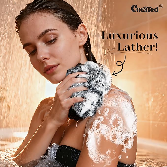 CORATED African Net Sponge Authentic, Shower Loofah Exfoliating Bath Sponge, Body Scrubber for Women and Men Daily Use Body Care, Travel Portable, Durable Bath Accessories Gifts for Women