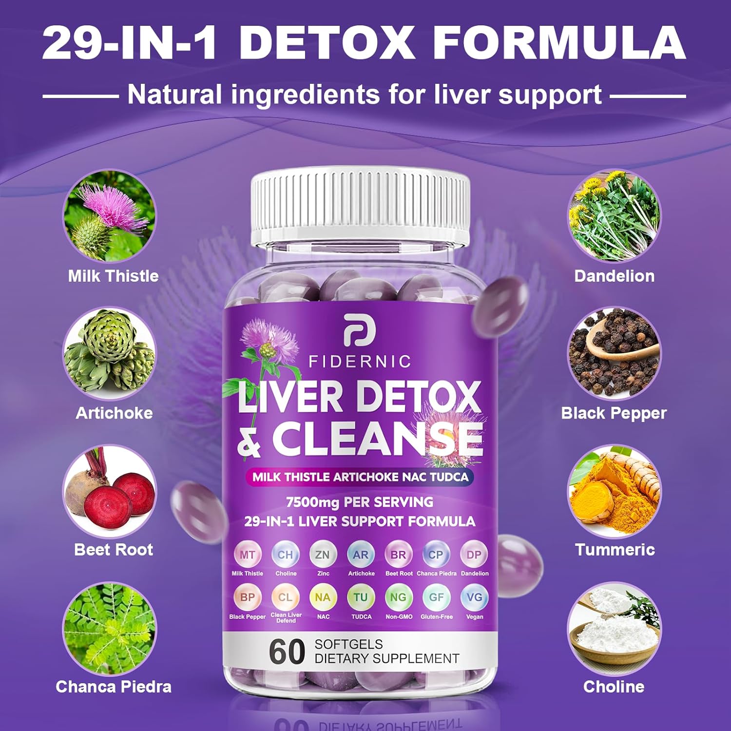 Liver Cleanse Detox & Repair - Herbal Liver Support Milk Thistle Supplement, 7500mg Strength Liver Health Support with Silymarin Artichoke Extract Dandelion Beet TUDCA Choline NAC, 120 Vegan Softgels