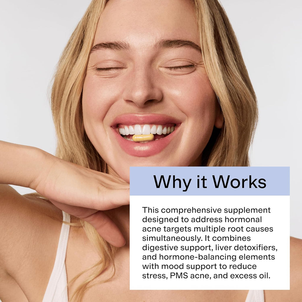 CLEARSTEM - MINDBODYSKIN Hormonal Acne Supplement (5-HTP) - Natural DIM Supplement - Skin Care Vitamins - Hormone Balance, Antioxidants - Gluten Free, Cruelty Free - 30 Servings, 90 Capsules