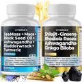 Vitamax Pure Himalayan Shilajit Supplement, Sea Moss, Ashwagandha, Bladderwrack, Gingko Biloba, Organic Capsules & Trace Mineral for - Non-GMO - Vegan - Men and Women – Made in USA