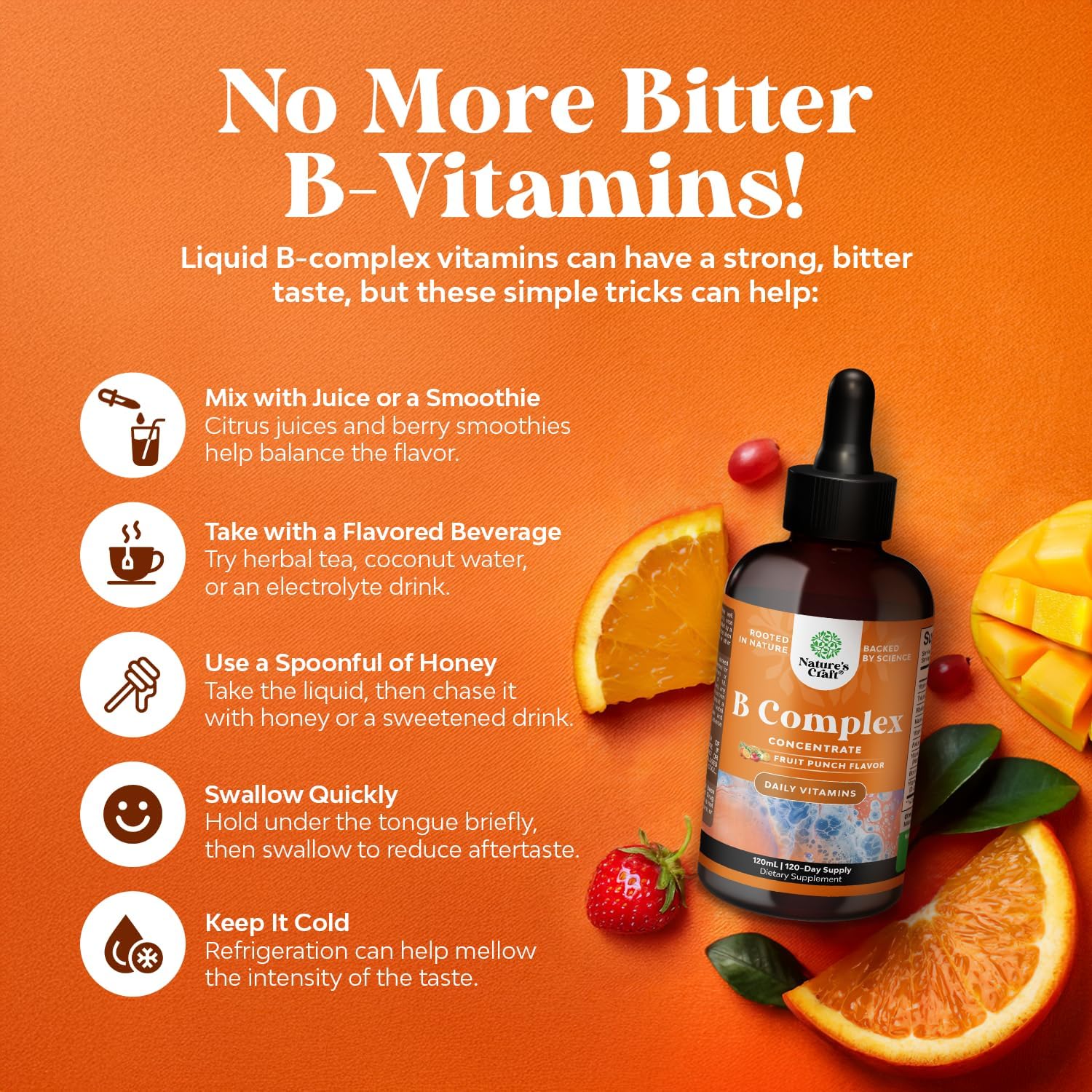Vegan Vitamin B Complex Liquid - 9-in-1 Liquid B Complex Vitamins for Women & Men with B1 B2 B3 B5 B6 B7 Folate Methyl B12 Plus Vitamin C - Super Concentrated Non GMO & Naturally Flavored (240svg)