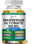 Magnesium Glycinate Softgels - High Absorption Pure Magnesium Glycinate 400mg for Sleep, Calm, Muscle Relaxation, Heart, Bone & Nerve Support for Women & Men - 100% Chelated & Purified Supplement