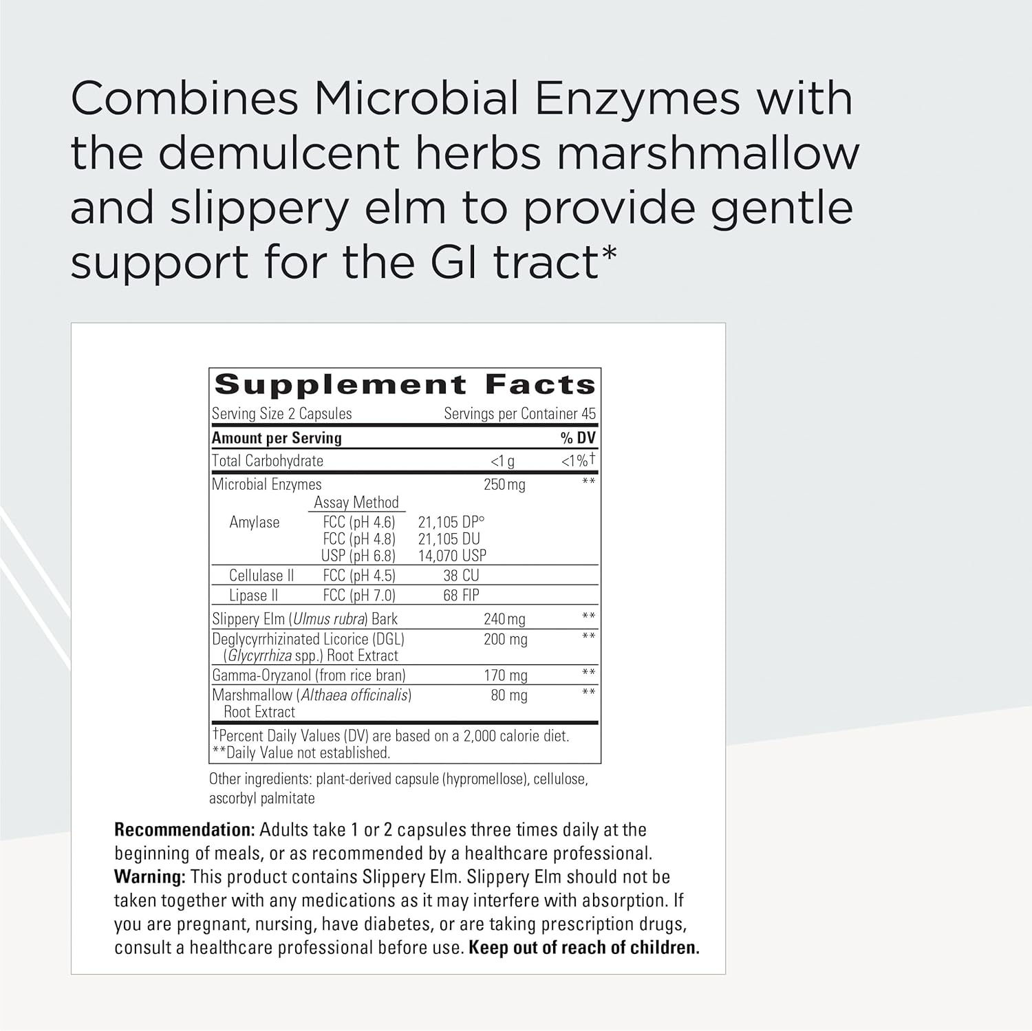 Integrative Therapeutics Similase Sensitive Stomach - Digestive Enzymes with Soothing Herbs* - with Marshmallow, Slippery Elm, & Licorice Root - Dairy Free - 90 Vegetable Capsules