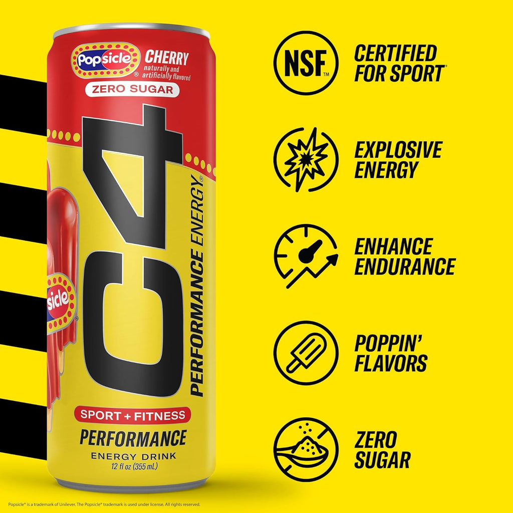 C4 Performance Energy Carbonated 12oz 4pk Cherry Popsicle