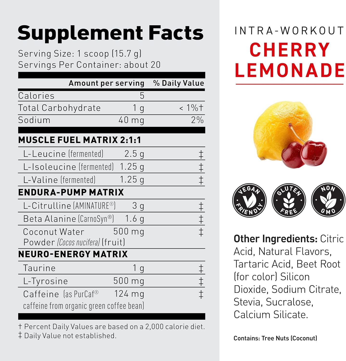 Kaged Intra-Workout Powder | Cherry Limeade | in BCAAs, L-Citrulline & Beta-Alanine for Endurance | 124 mg Organic Caffeine | Weightlifting & Strength | Supplements for Men & Women | 20 Servings