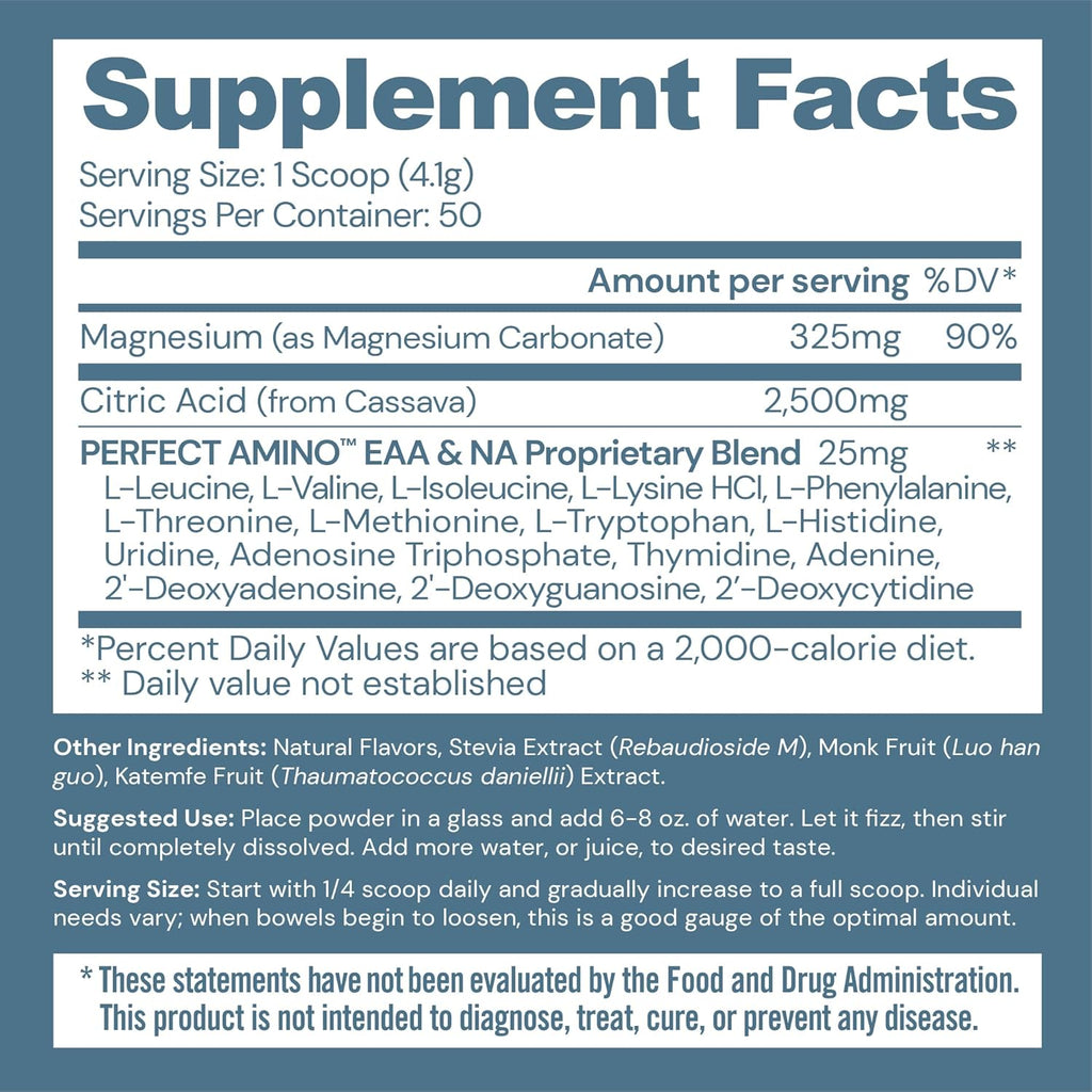 BodyHealth Body Calm Enhanced with PerfectAmino, High Absorption Magnesium Supplement for Men and Women, Magnesium Powder for Sleep, Berry Lemon (50 Servings)