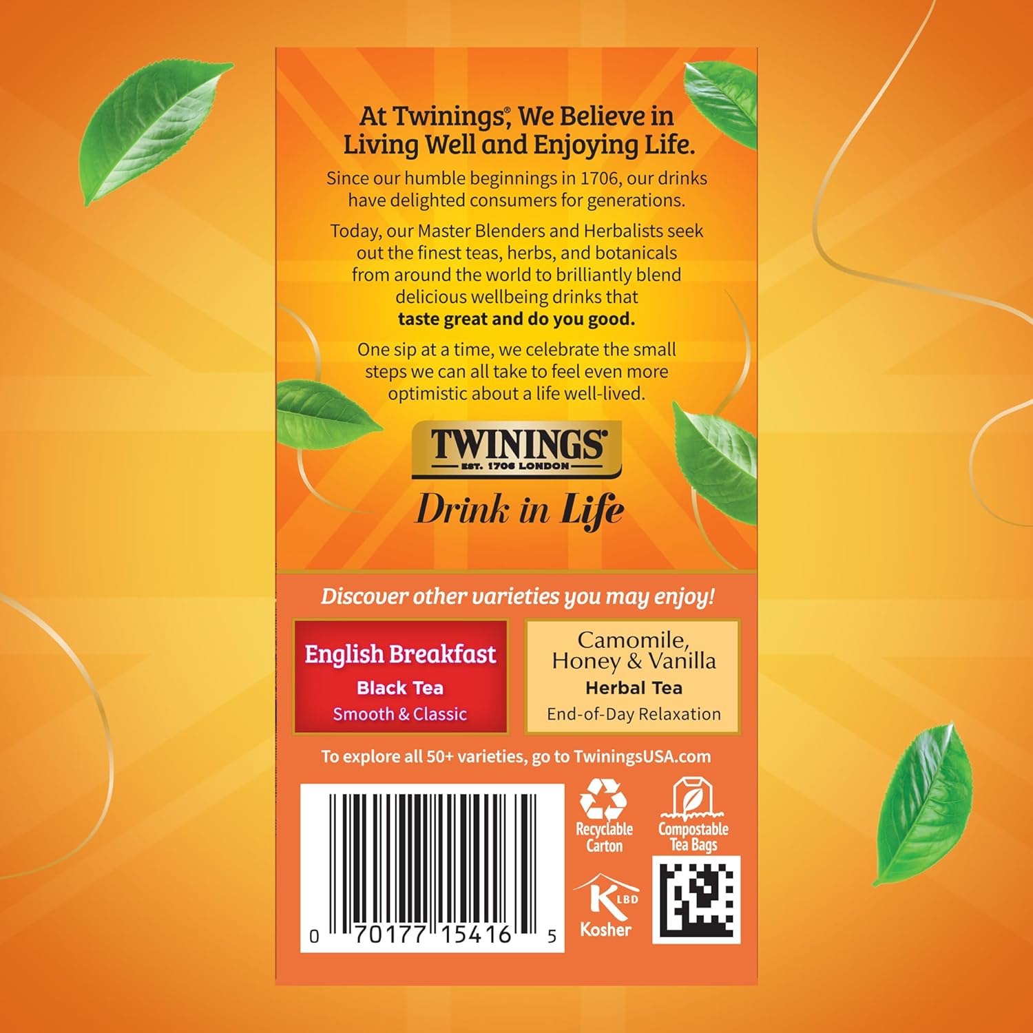 Twinings Ceylon Pure Black Tea Individually Wrapped Bags, 20 Count (Pack of 2), formerly Ceylon Orange Pekoe, Crisp, Refreshing, Caffeinated, Enjoy Hot or Iced, 20 Teabags