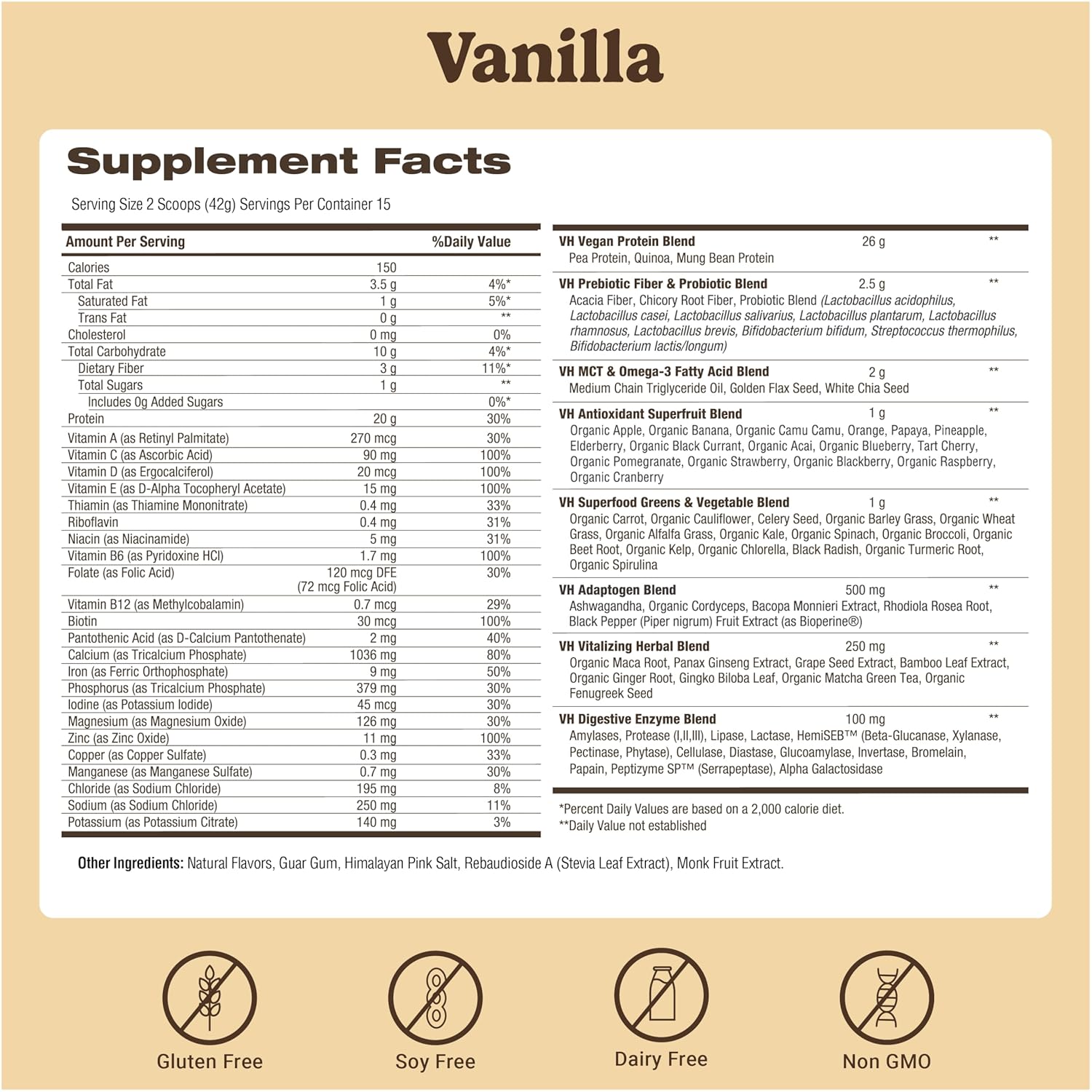 VitaHustle ONE Meal Replacement Shake - Plant Based Protein Powder by Kevin Hart - Vegan, Meal Replacement Powder with Superfoods, Vitamins, Adaptogens & Probiotics -Vanilla Flavor, 15 Servings