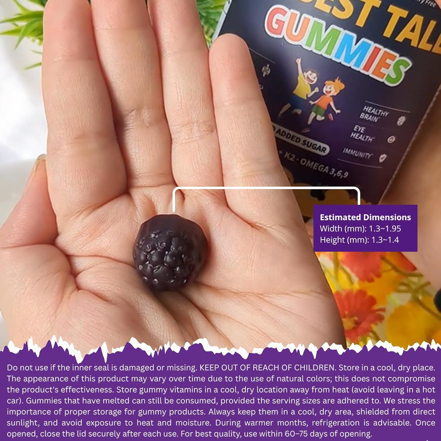 NuBest Tall Gummies for Kids Age 2+ & Teens | Bone Strength, Immunity, Digestive Health with Calcium, Vitamin D3, K2, B Complex, Magnesium, Zinc | 20+ Vitamins Berries Gummies, No Added Sugar