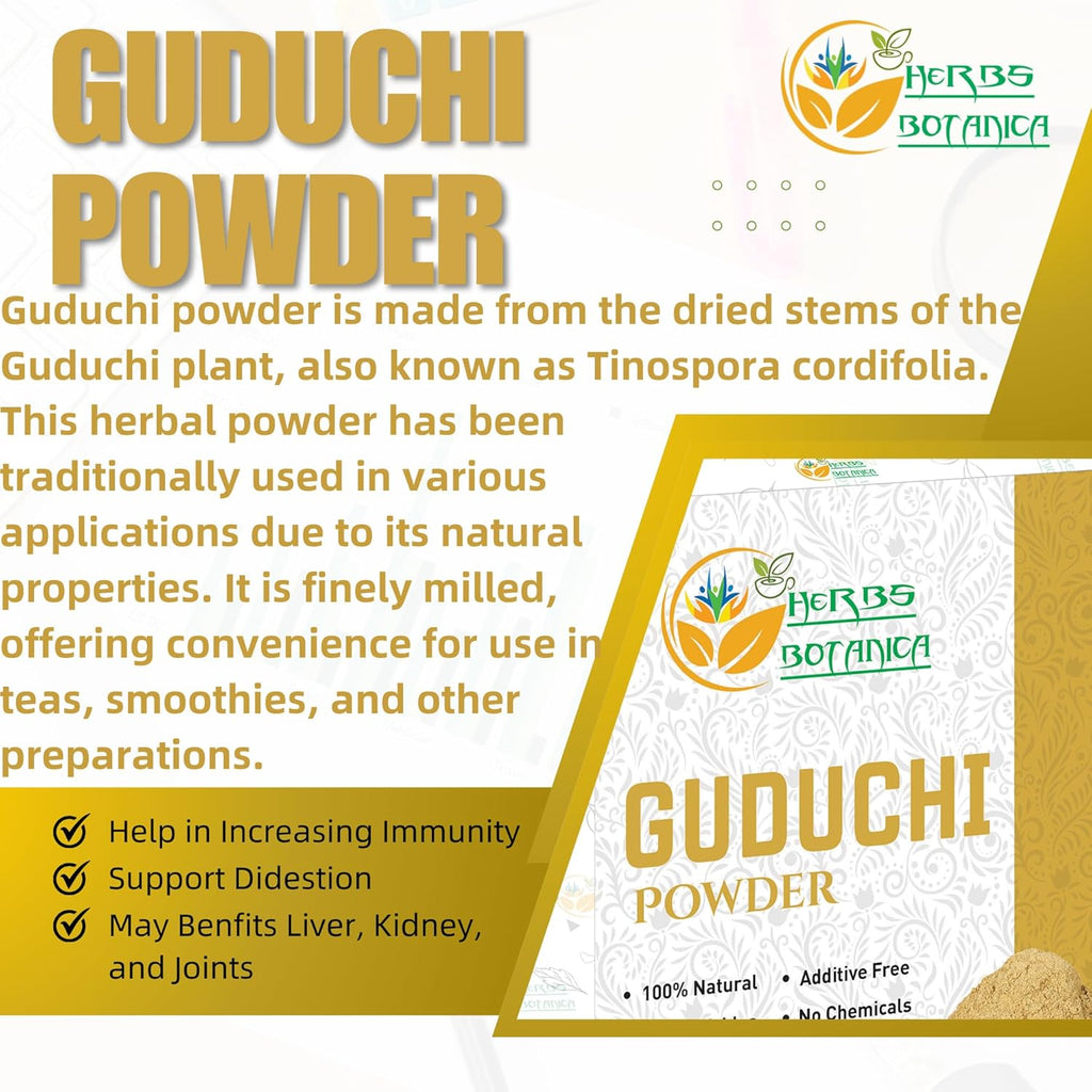 Guduchi Powder USDA Organic Neem Giloy Powder | Tinospora cordifolia | Herbsl Supplement for Immune Support, Digestion 5.3 Oz / 150 GMS