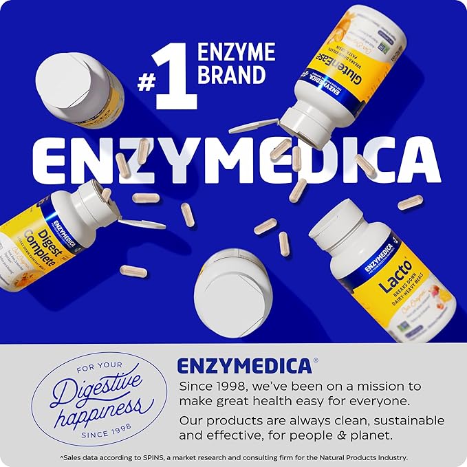 Enzymedica Lacto, Advanced Lactase Pills for Dairy Support, Helps Break Down Lactose, Casein & Fat, Dairy Relief Pills, Vegan, 30 Capsules