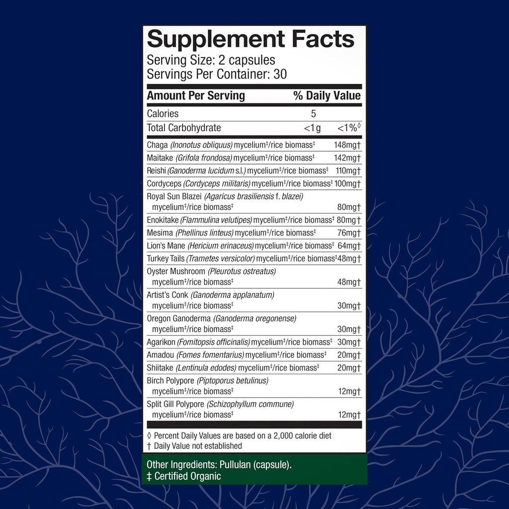 Host Defense MyCommunity Capsules - 17 Species Blend Mushroom Supplement for Immune Support - Herbal Aid with Lion's Mane, Reishi. Chaga, Cordyceps, Turkey Tail & More - 60 Capsules (30 Servings)*