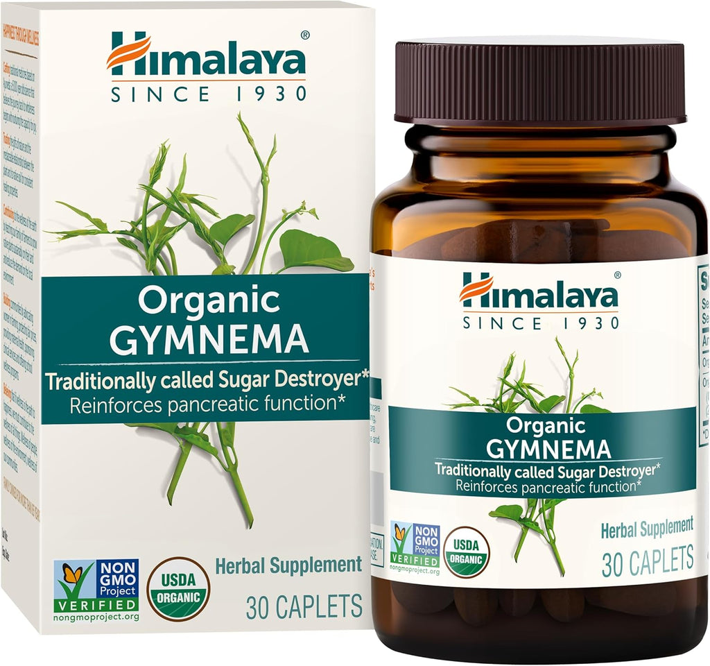 Himalaya Organic Gymnema Sylvestre Herbal Supplement USDA Certified Organic, Non-GMO, 700 mg, 30 Plant-Based Caplets, 2 Pack
