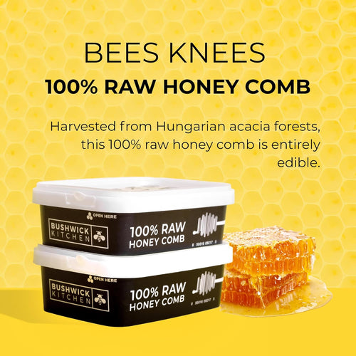 Bees Knees Raw Honeycomb, All Natural Acacia Honey Comb - Raw, Edible, Sweet & Delicious, Double Sealed Packaging for Freshness, 7oz