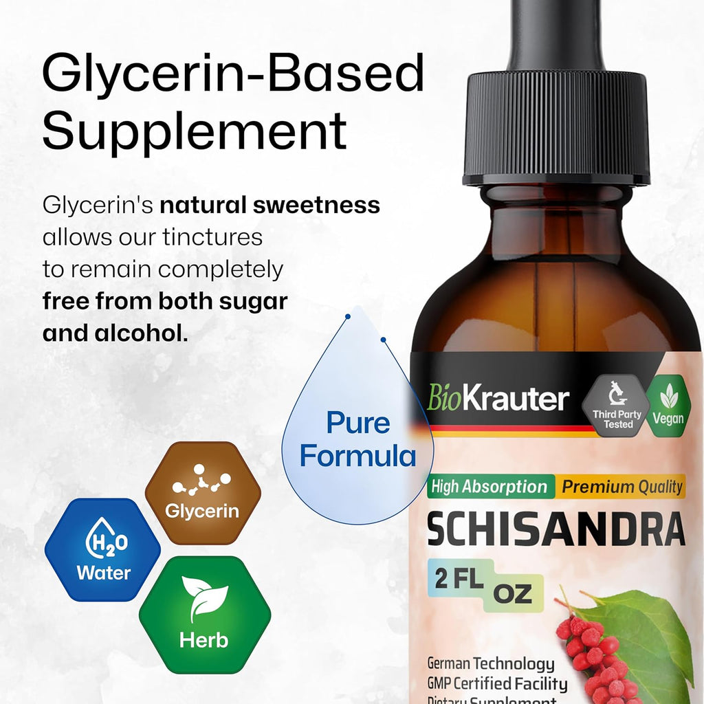 BIO KRAUTER Schisandra Berry Drops - Natural Schisandra Supplement for Mood Support - Alcohol & Sugar Free Extract - 2 Fl.Oz.